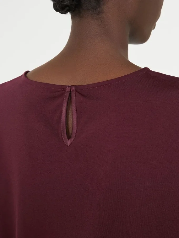 Satin and jersey t-shirt, bordeaux