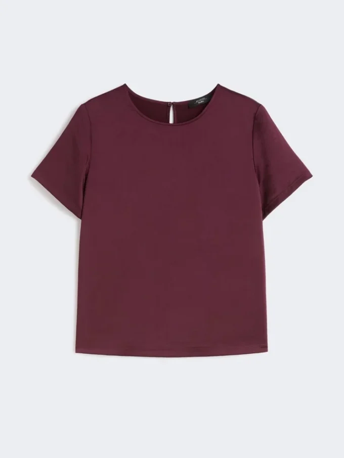 Satin and jersey t-shirt, bordeaux