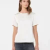 Satin and jersey t-shirt, ecru