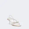Satin and rhinestone sandals, ivory