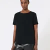 Satin t-shirt, black