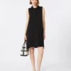 Scuba jersey polo dress, black