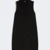 Scuba jersey polo dress, black
