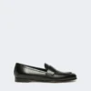 Semi-glossy leather moccasins, black