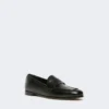 Semi-glossy leather moccasins, black