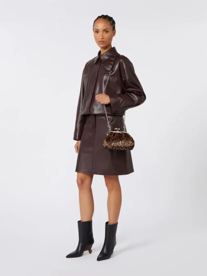 Sequin-adorned small satin pasticcino bag, pink