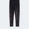 Sequinned leggings, black