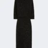 Sequinned viscose yarn dress, black Sequinned viscose yarn dress, black