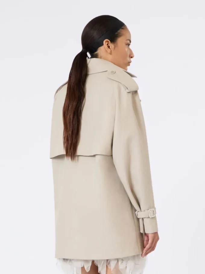 Short cotton duster coat, sand