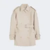 Short cotton duster coat, sand