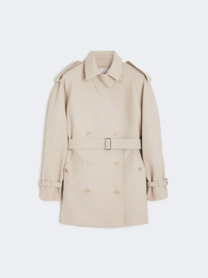Short cotton duster coat, sand