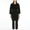 Short double-faced wool coat, black