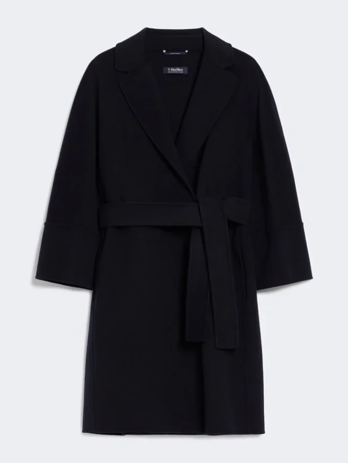 Short double-faced wool coat, midnightblue