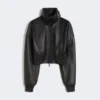 Short leather jacket, black