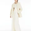 Short teddy bear icon coat in alpaca and wool, white