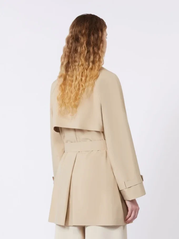 Short trench coat in water-repellent canvas, beige