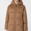 Short water-repellent canvas and camel down jacket, camel