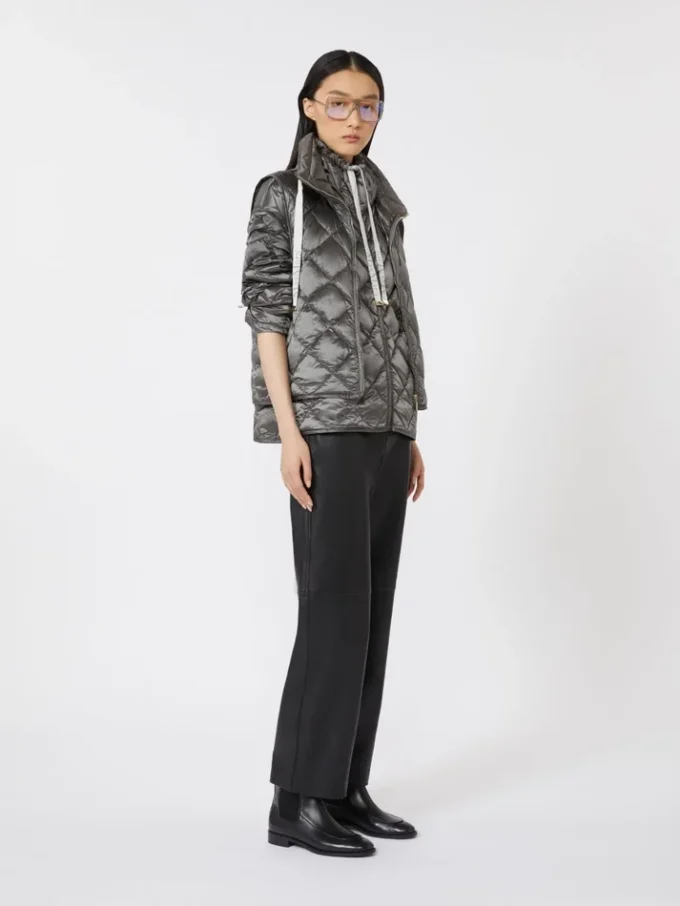 Short water-repellent canvas down jacket, dark grey