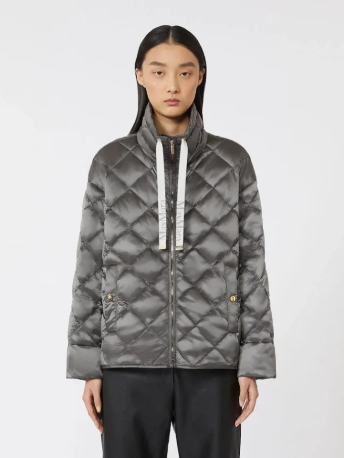 Short water-repellent canvas down jacket, dark grey