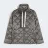 Short water-repellent canvas down jacket, dark grey