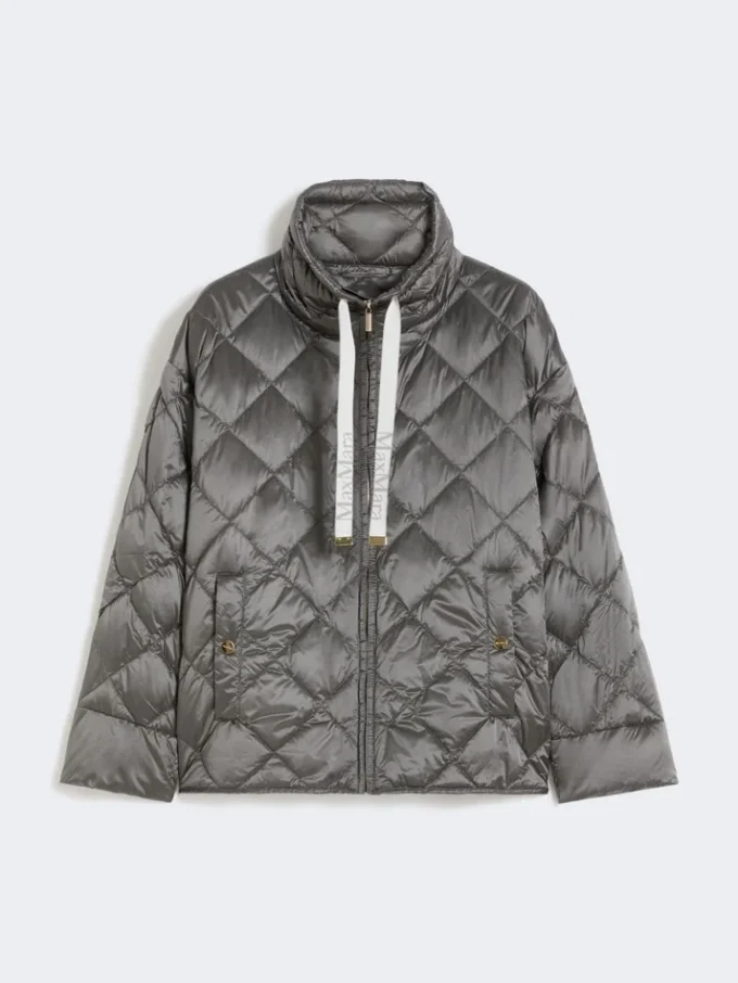 Short water-repellent canvas down jacket, dark grey