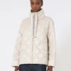 Short water-repellent canvas down jacket, sand