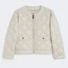 Short water-repellent canvas padded jacket, sand