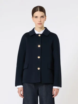 Short wool and cashmere jacket, midnightblue