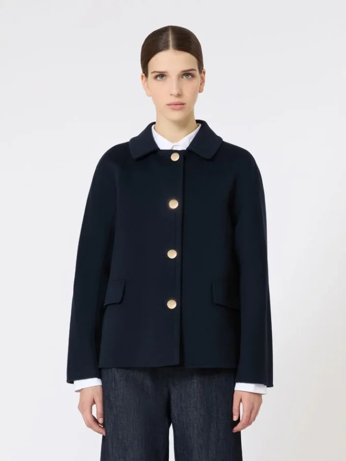 Short wool and cashmere jacket, midnightblue