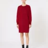 Short wool dress, dark red
