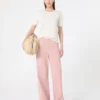 Cotton drill wide-leg trousers, pink