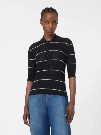 Silk and wool yarn jumper, navy