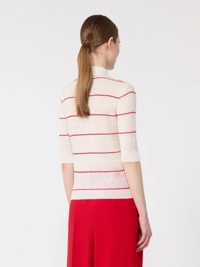 Silk and wool yarn jumper, white