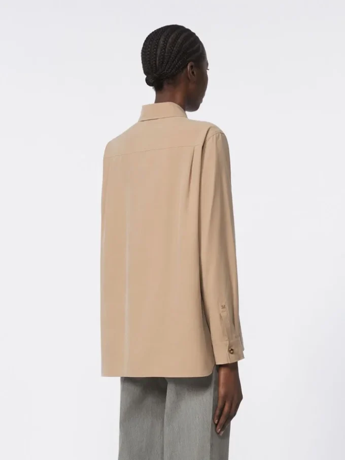 Silk canvas shirt, hazelnut brown