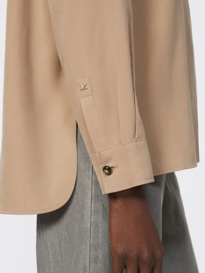 Silk canvas shirt, hazelnut brown