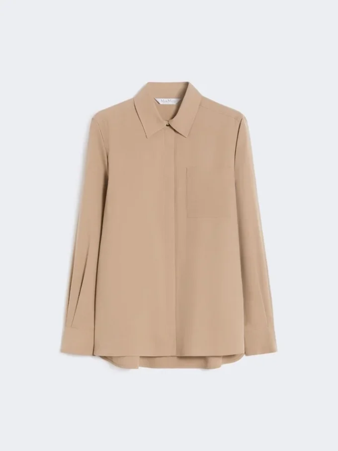 Silk canvas shirt, hazelnut brown