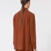 Silk canvas shirt, terra cotta