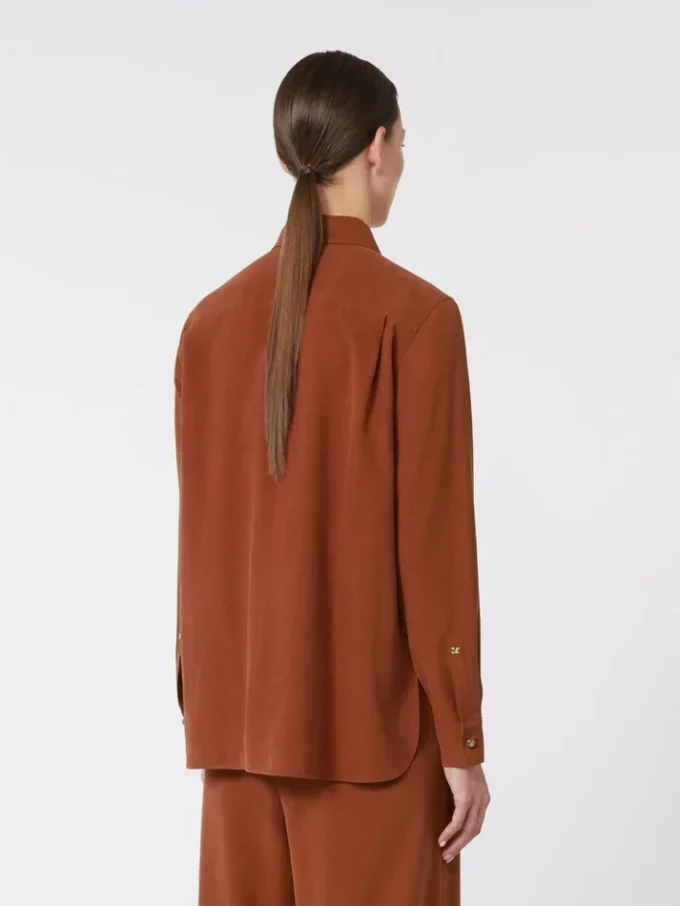 Silk canvas shirt, terra cotta