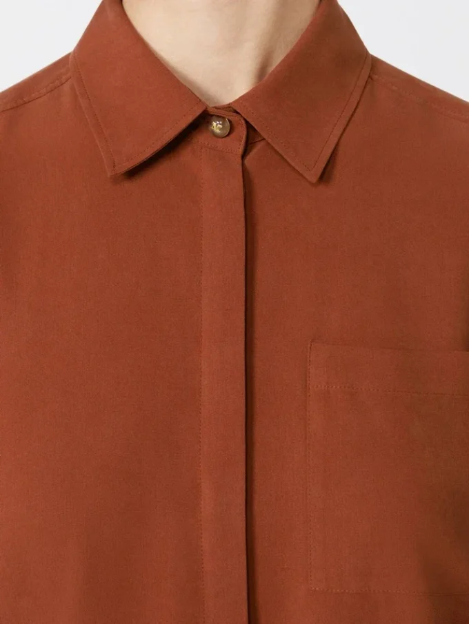 Silk canvas shirt, terra cotta
