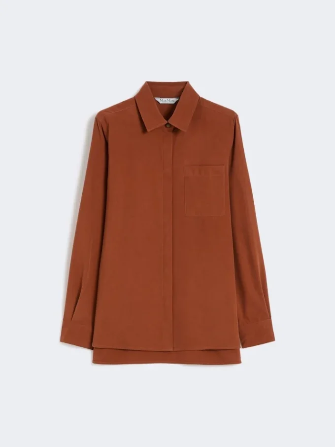 Silk canvas shirt, terra cotta