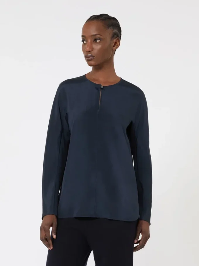 Silk crepe de chine blouse, ultramarine