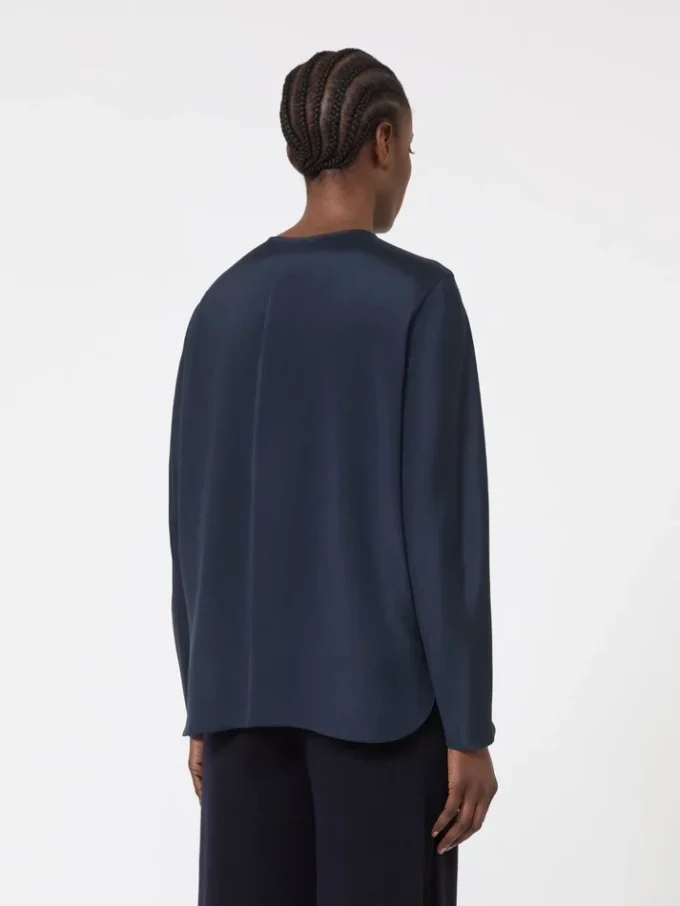 Silk crepe de chine blouse, ultramarine