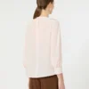 Silk crew-neck blouse, pink