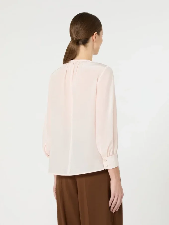 Silk crew-neck blouse, pink