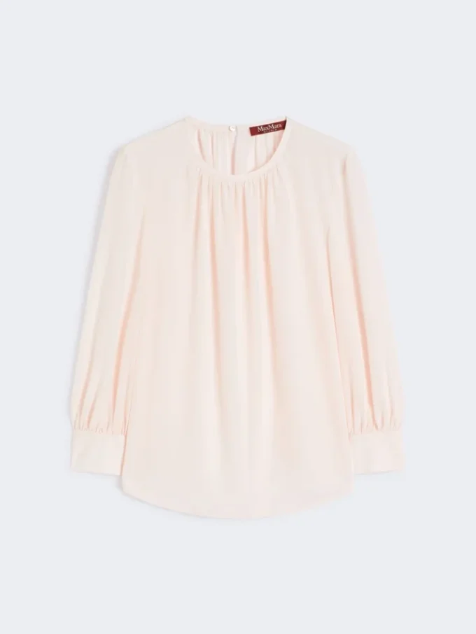 Silk crew-neck blouse, pink