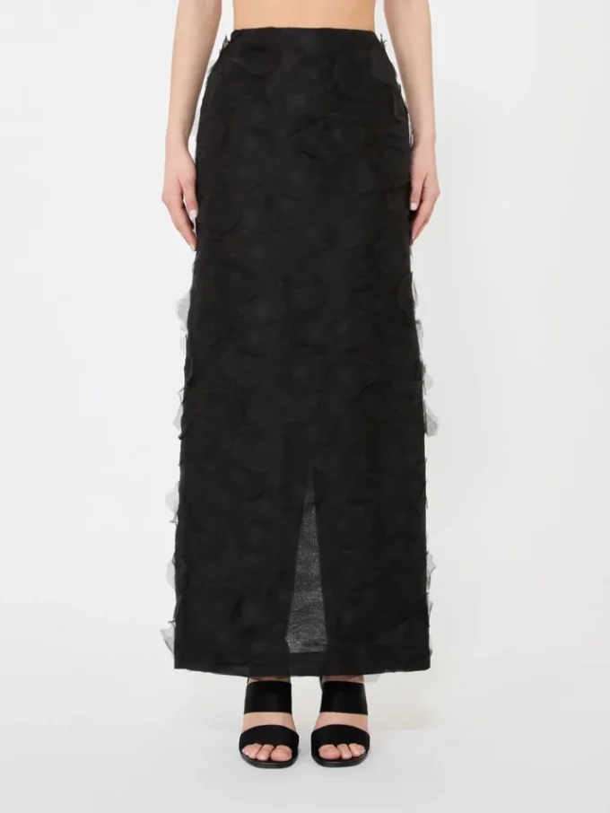 Silk jacquard midi skirt, black Silk jacquard midi skirt, black
