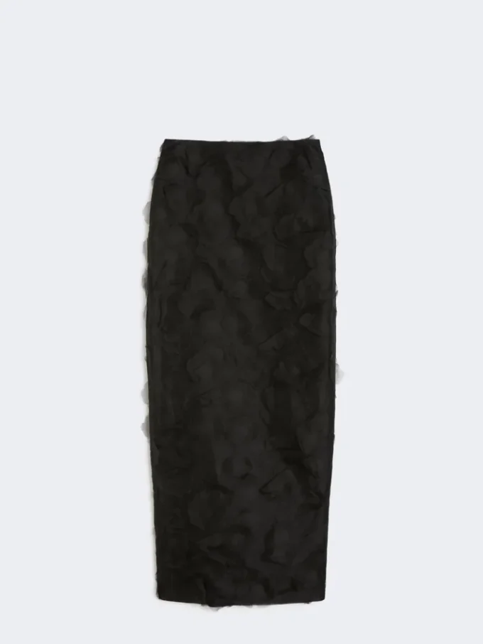 Silk jacquard midi skirt, black Silk jacquard midi skirt, black