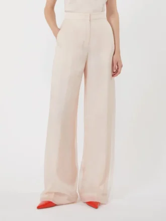 Silk organza trousers, powder
