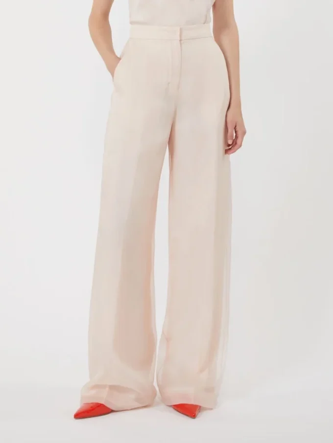 Silk organza trousers, powder Silk organza trousers, powder