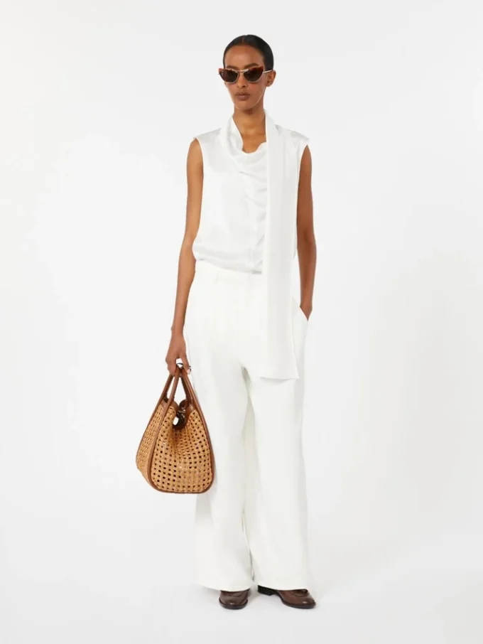 Silk satin top, white Silk satin top, white